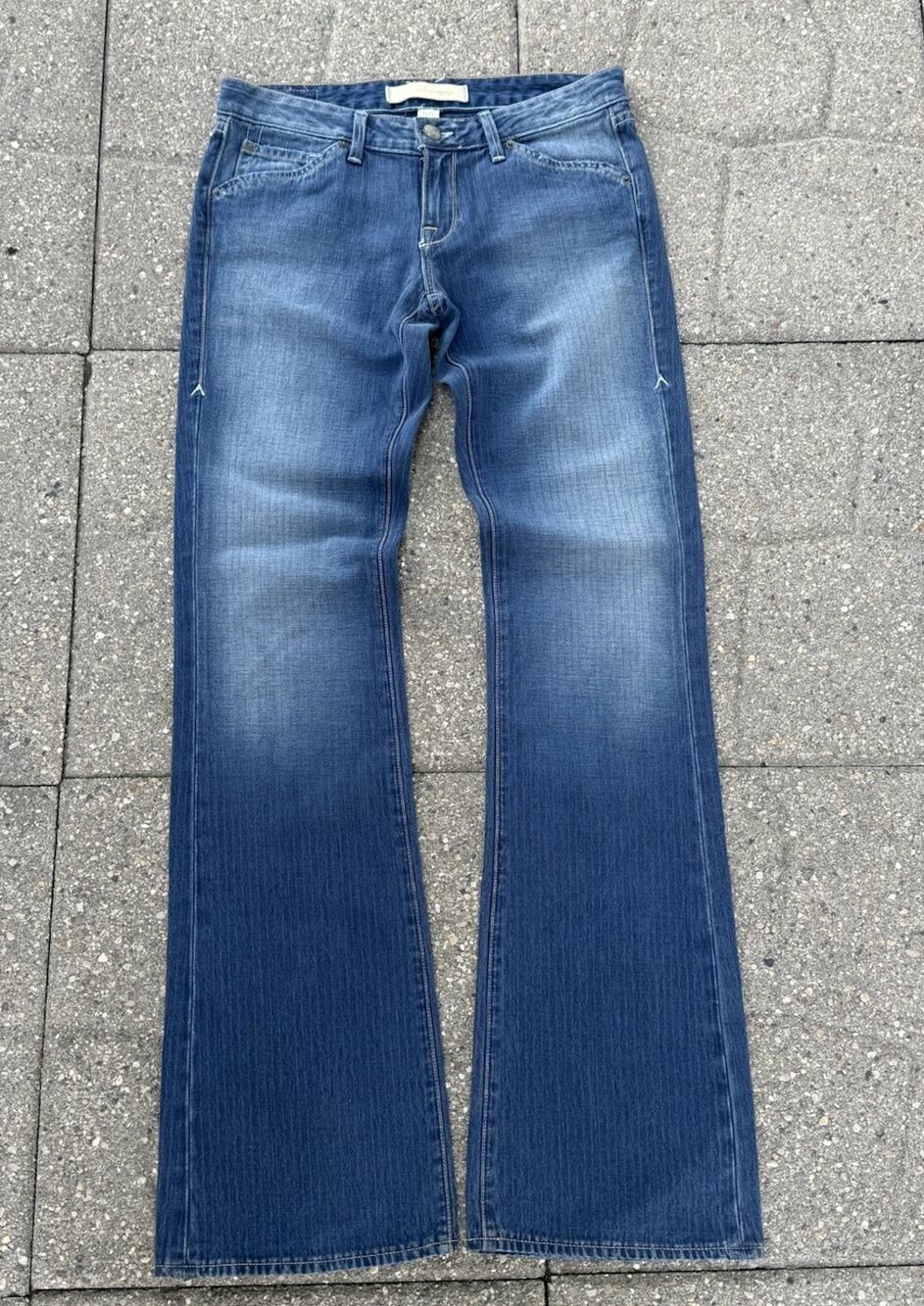 Agave Nectar Sirena Striped Flare Jeans Womens Size 27 Low Rise Denim Y2K USA